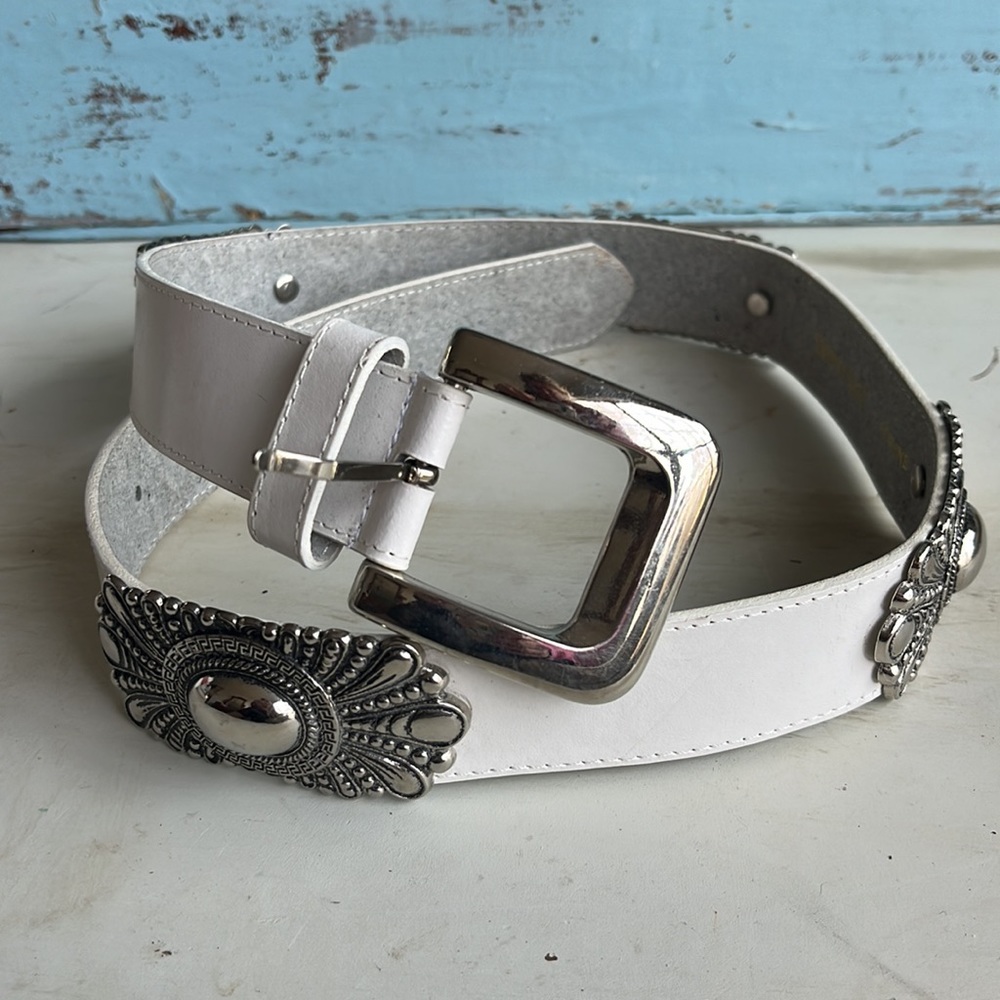 Donna Katz White Leather Belt - Size L